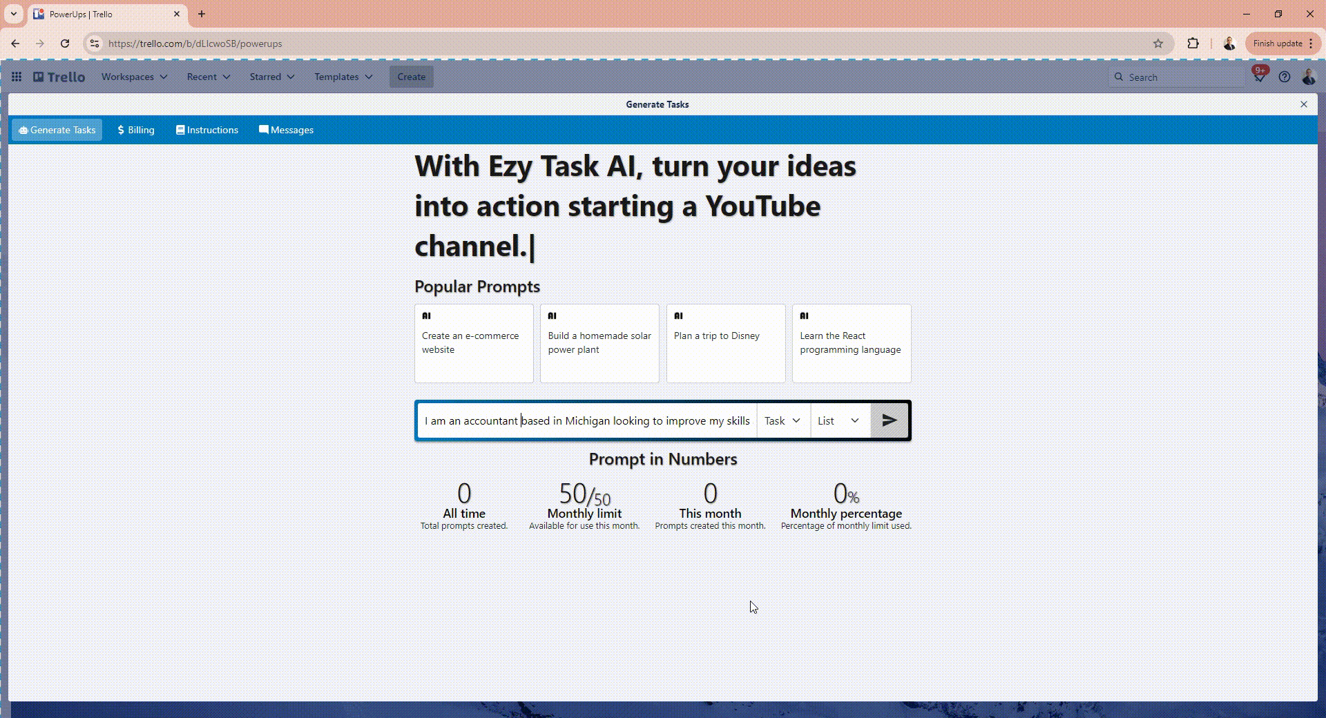 Ezy Task AI Power-Up | Trello